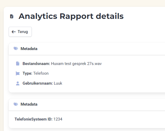 Metadata bekijken na analyse